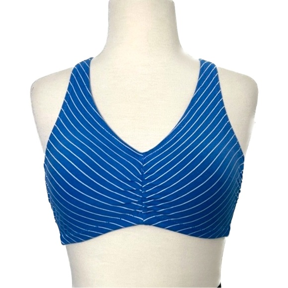 VINTAGE Lily of France Bralette Blue Pin Stripe Size Small - Picture 1 of 8